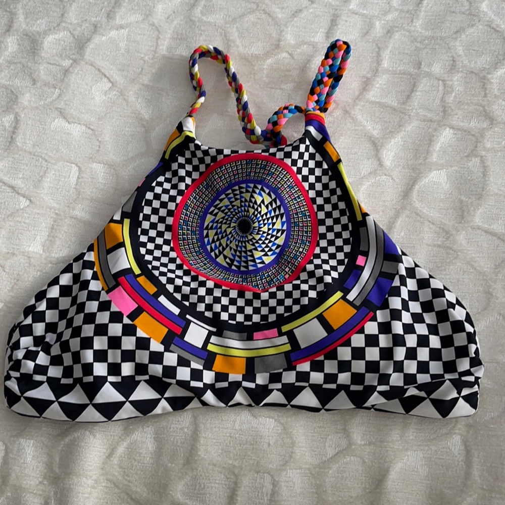 Black and White tribal high neck bikini top